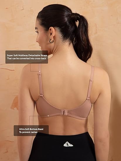 NYKD Women’s Cotton Lightly Padded Wire-Free Full Coverage T-Shirt Bra